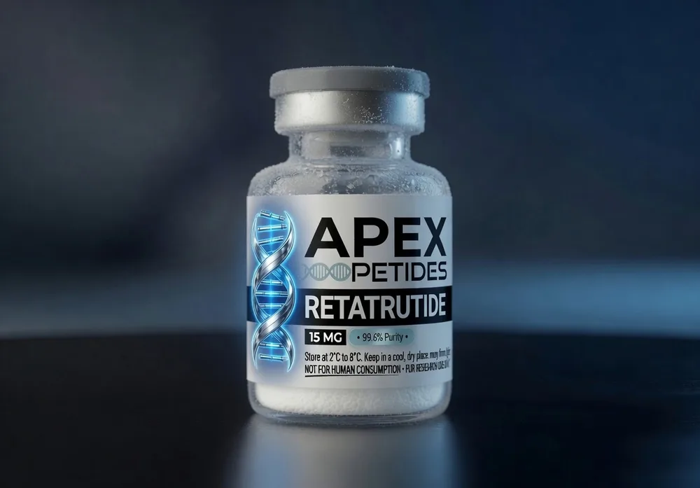 Apex Peptides Retatrutide 15mg research vial